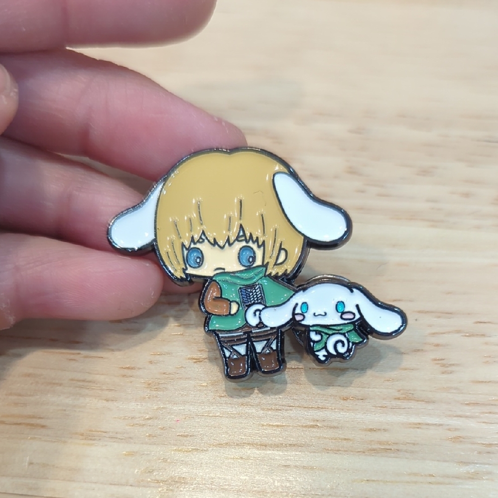 Hello Kitty Enamel Pin with Green and White Accents
